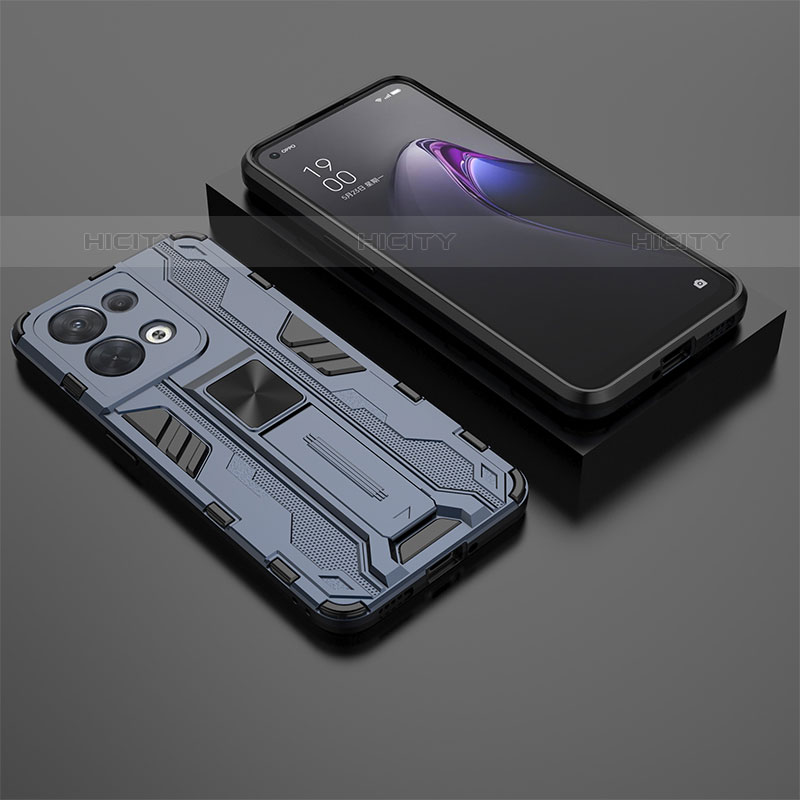 Custodia Silicone e Plastica Opaca Cover con Magnetico Supporto T02 per Oppo Reno9 Pro 5G