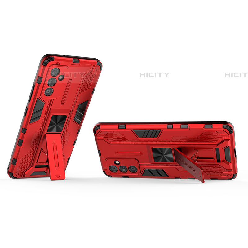 Custodia Silicone e Plastica Opaca Cover con Magnetico Supporto T02 per Samsung Galaxy A05s Rosso