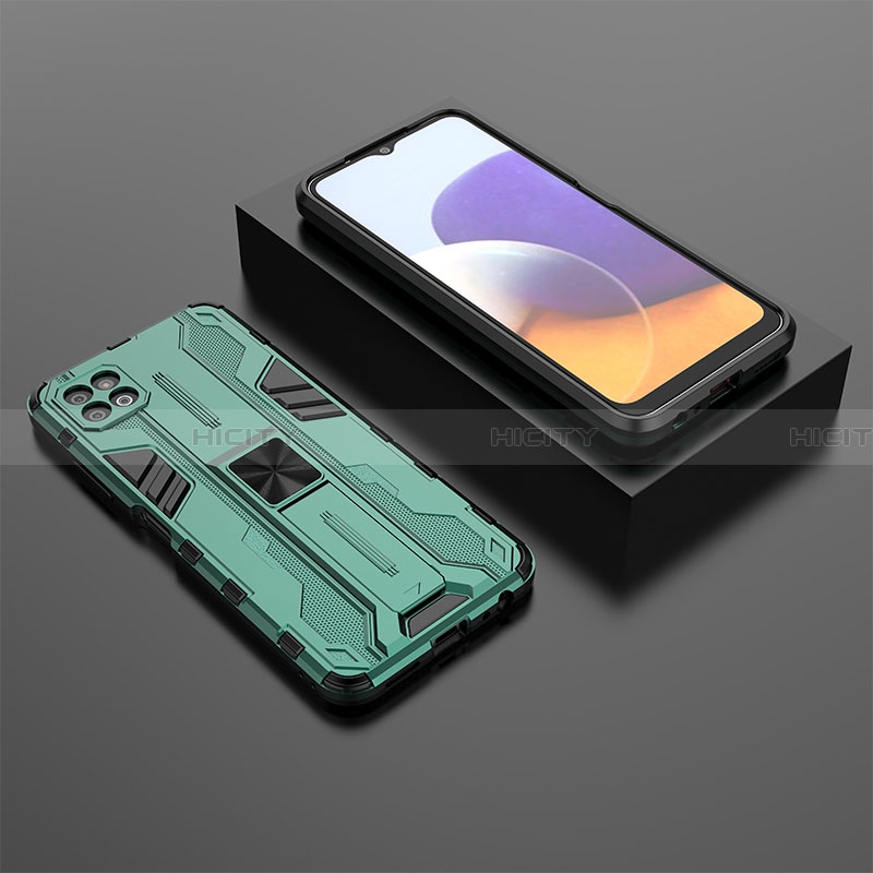 Custodia Silicone e Plastica Opaca Cover con Magnetico Supporto T02 per Samsung Galaxy A22 5G