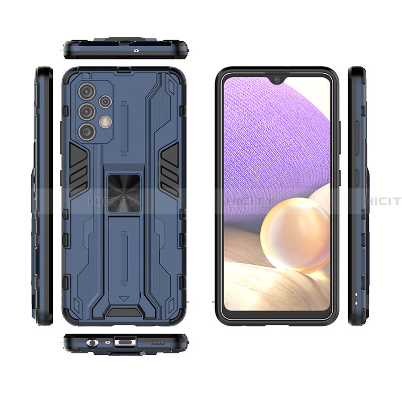 Custodia Silicone e Plastica Opaca Cover con Magnetico Supporto T02 per Samsung Galaxy A32 4G