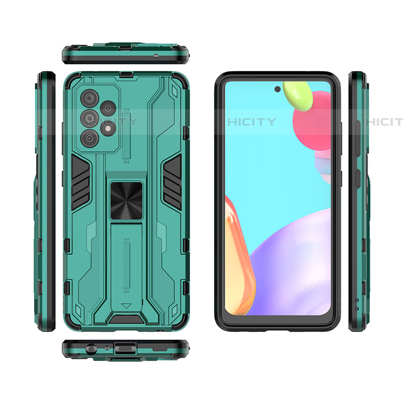 Custodia Silicone e Plastica Opaca Cover con Magnetico Supporto T02 per Samsung Galaxy A52 4G