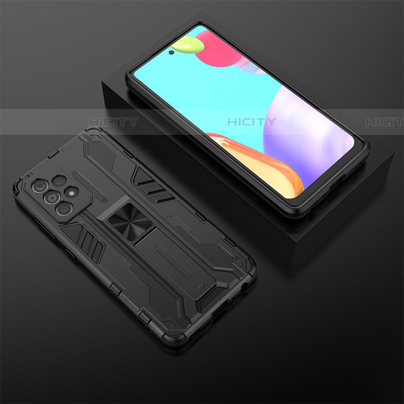 Custodia Silicone e Plastica Opaca Cover con Magnetico Supporto T02 per Samsung Galaxy A52 4G