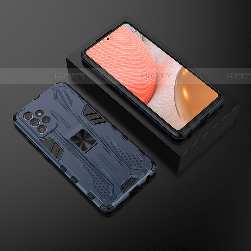 Custodia Silicone e Plastica Opaca Cover con Magnetico Supporto T02 per Samsung Galaxy A72 5G