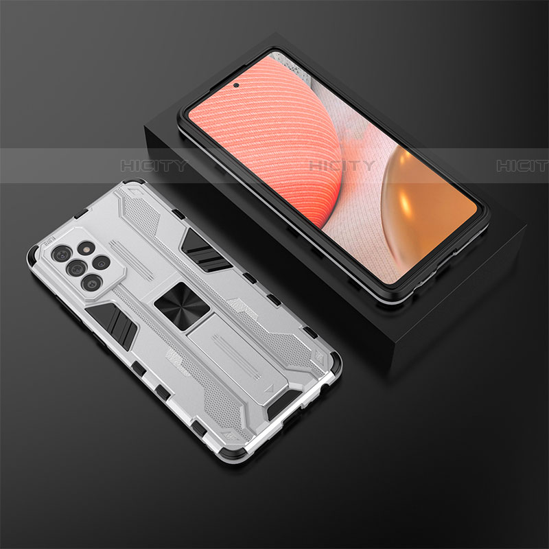 Custodia Silicone e Plastica Opaca Cover con Magnetico Supporto T02 per Samsung Galaxy A72 5G