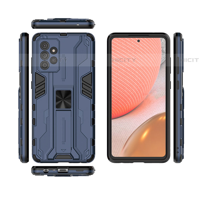 Custodia Silicone e Plastica Opaca Cover con Magnetico Supporto T02 per Samsung Galaxy A72 5G