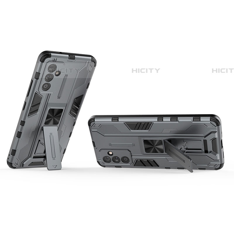 Custodia Silicone e Plastica Opaca Cover con Magnetico Supporto T02 per Samsung Galaxy F34 5G Grigio