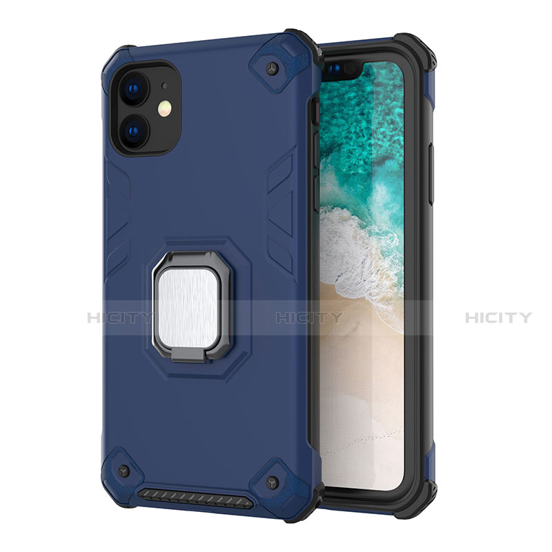 Custodia Silicone e Plastica Opaca Cover con Magnetico Supporto Z01 per Apple iPhone 11 Blu