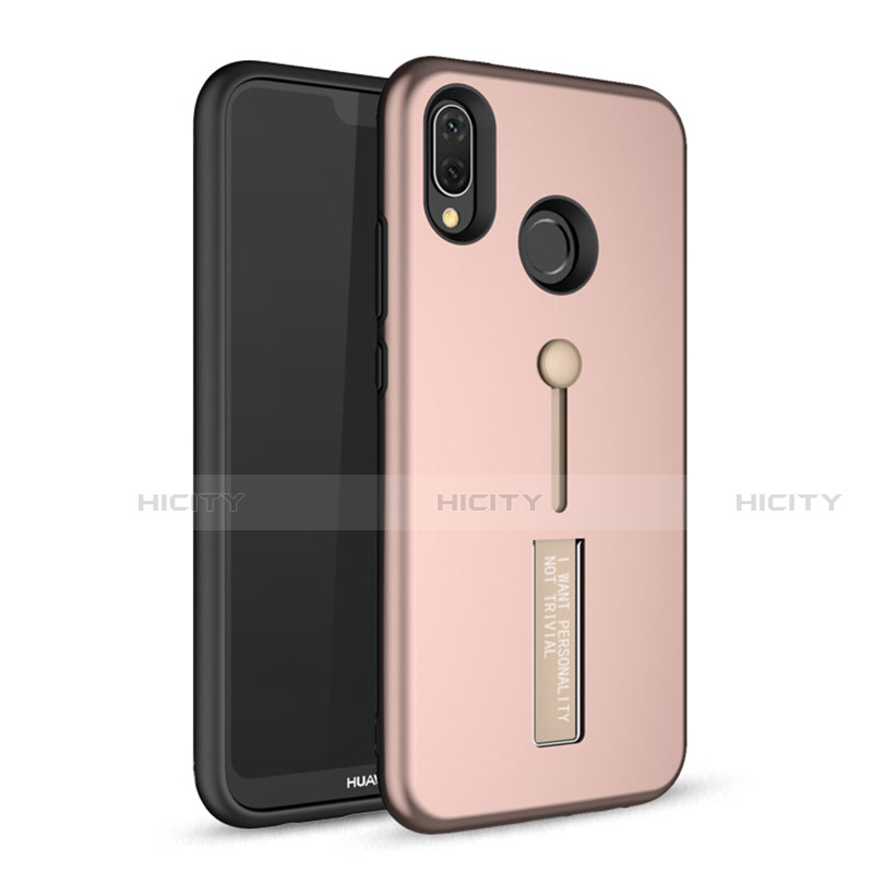 Custodia Silicone e Plastica Opaca Cover con Supporto A01 per Huawei Nova 3e Oro Rosa