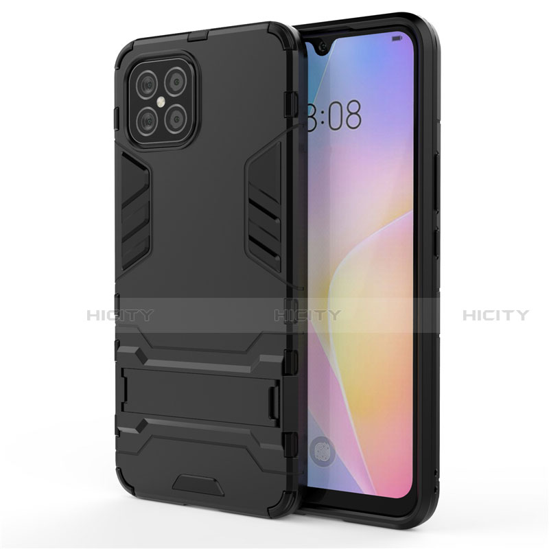 Custodia Silicone e Plastica Opaca Cover con Supporto A01 per Huawei Nova 8 SE 5G Nero