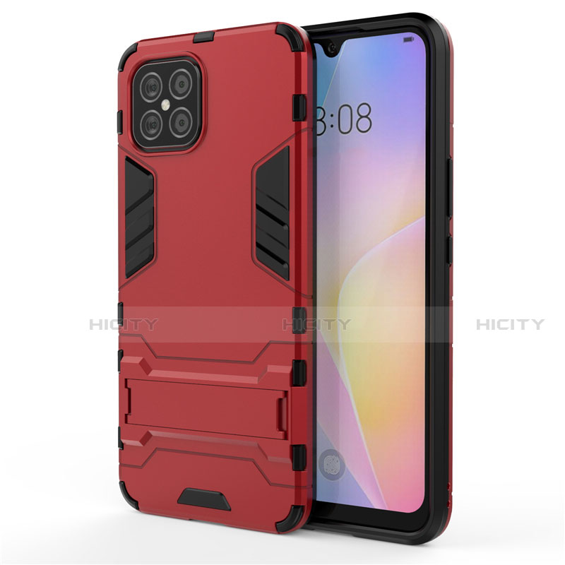 Custodia Silicone e Plastica Opaca Cover con Supporto A01 per Huawei Nova 8 SE 5G Rosso