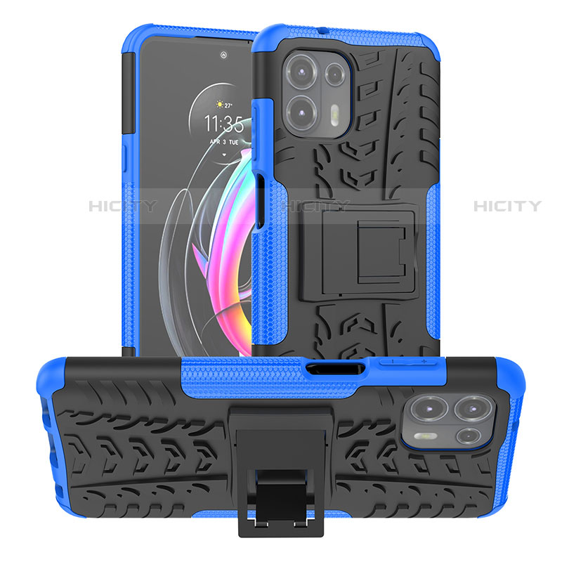 Custodia Silicone e Plastica Opaca Cover con Supporto A01 per Motorola Moto Edge 20 Lite 5G Blu