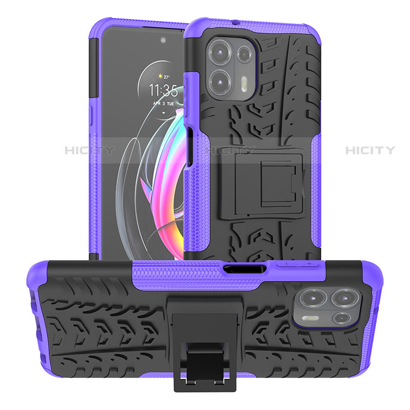 Custodia Silicone e Plastica Opaca Cover con Supporto A01 per Motorola Moto Edge 20 Lite 5G Viola