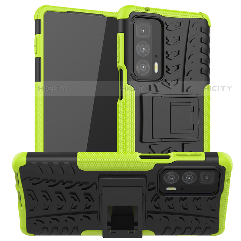 Custodia Silicone e Plastica Opaca Cover con Supporto A01 per Motorola Moto Edge 20 Pro 5G Verde