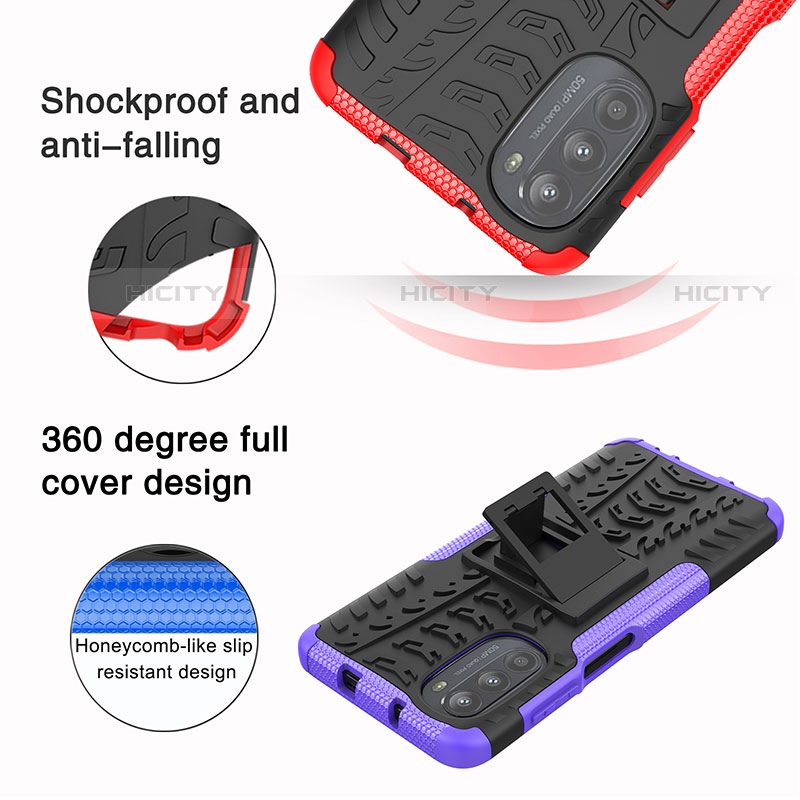 Custodia Silicone e Plastica Opaca Cover con Supporto A01 per Motorola Moto Edge (2022) 5G