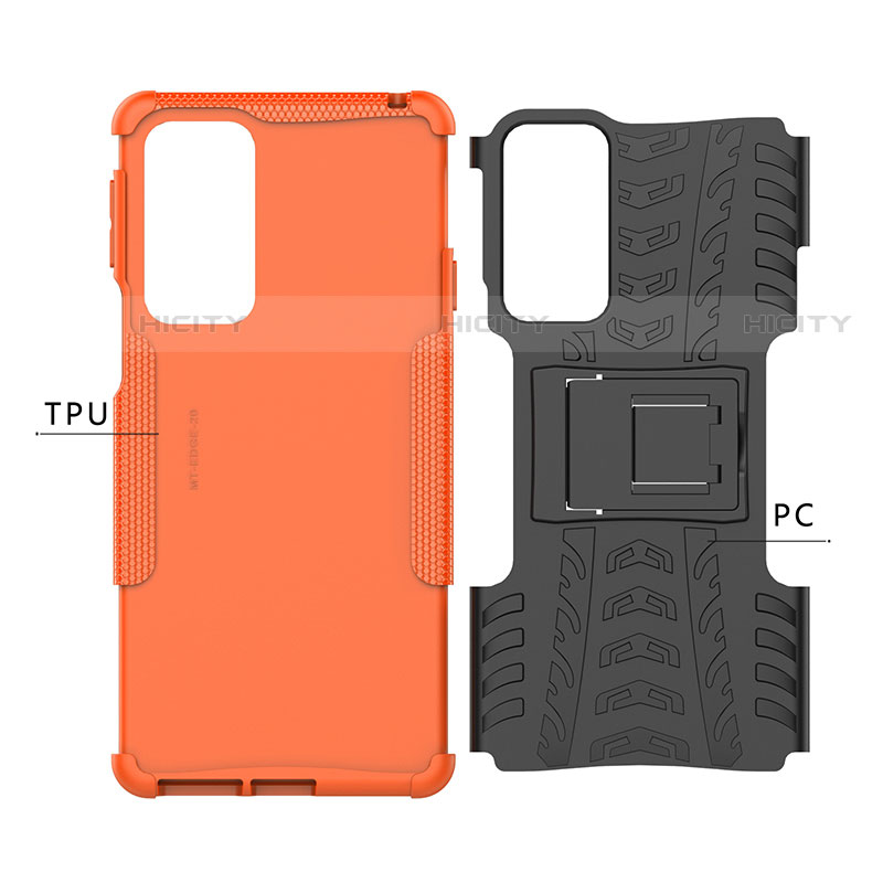 Custodia Silicone e Plastica Opaca Cover con Supporto A01 per Motorola Moto Edge Lite 5G