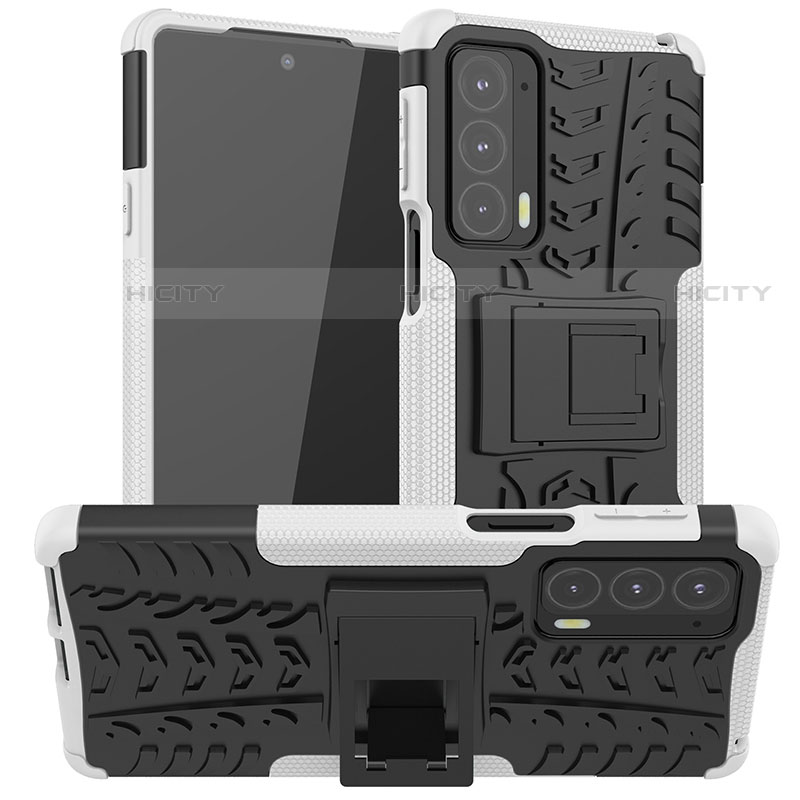 Custodia Silicone e Plastica Opaca Cover con Supporto A01 per Motorola Moto Edge Lite 5G