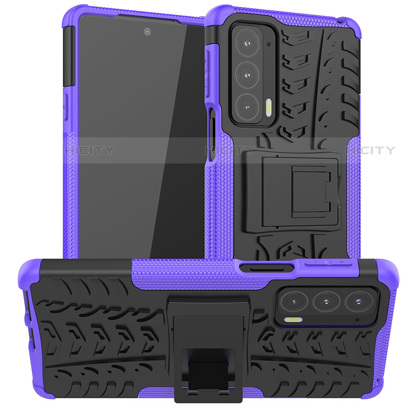 Custodia Silicone e Plastica Opaca Cover con Supporto A01 per Motorola Moto Edge Lite 5G Viola