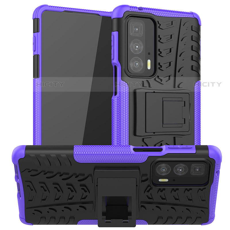 Custodia Silicone e Plastica Opaca Cover con Supporto A01 per Motorola Moto Edge S Pro 5G Viola