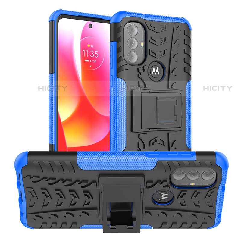 Custodia Silicone e Plastica Opaca Cover con Supporto A01 per Motorola Moto G Play Gen 2 Blu