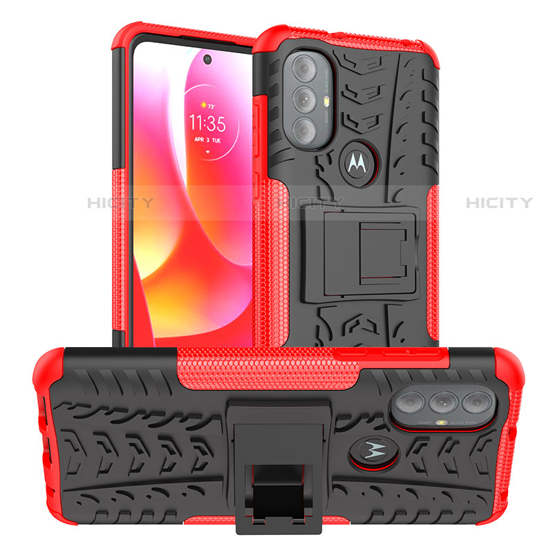 Custodia Silicone e Plastica Opaca Cover con Supporto A01 per Motorola Moto G Play Gen 2 Rosso