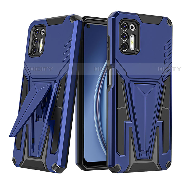 Custodia Silicone e Plastica Opaca Cover con Supporto A01 per Motorola Moto G Stylus (2021) Blu