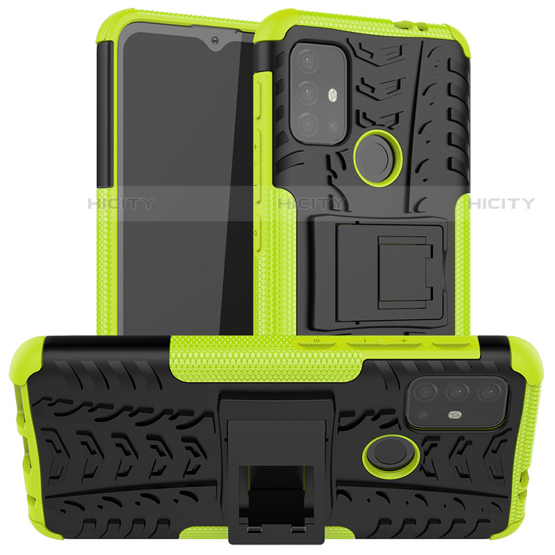 Custodia Silicone e Plastica Opaca Cover con Supporto A01 per Motorola Moto G10 Power Verde