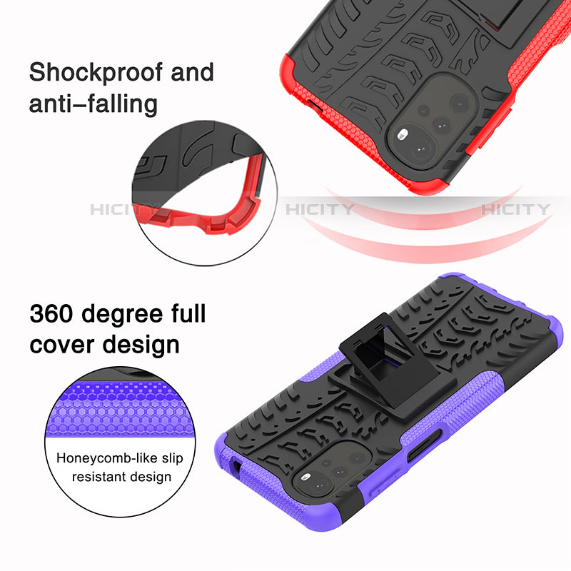 Custodia Silicone e Plastica Opaca Cover con Supporto A01 per Motorola Moto G22