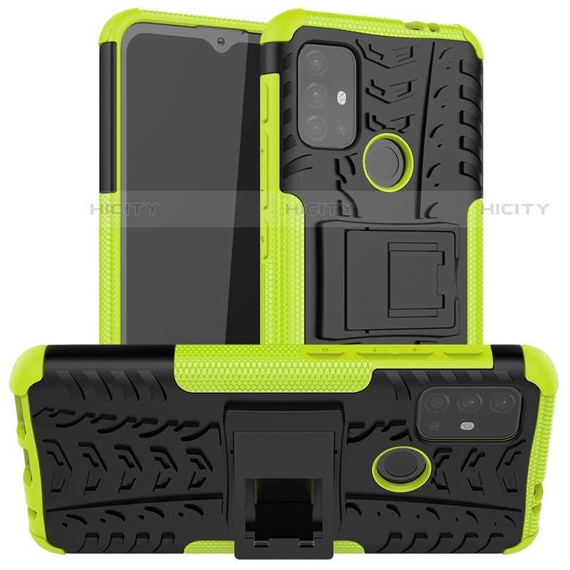 Custodia Silicone e Plastica Opaca Cover con Supporto A01 per Motorola Moto G30 Verde