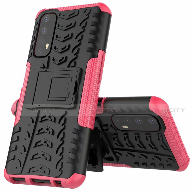 Custodia Silicone e Plastica Opaca Cover con Supporto A01 per Realme 7 Rosa