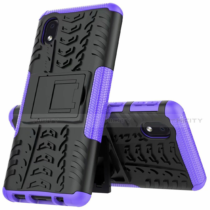 Custodia Silicone e Plastica Opaca Cover con Supporto A01 per Samsung Galaxy A01 Core Viola