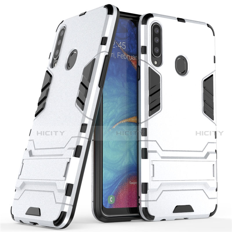 Custodia Silicone e Plastica Opaca Cover con Supporto A01 per Samsung Galaxy A20s