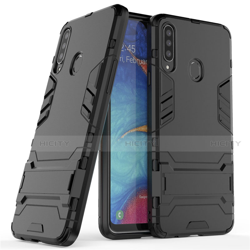 Custodia Silicone e Plastica Opaca Cover con Supporto A01 per Samsung Galaxy A20s