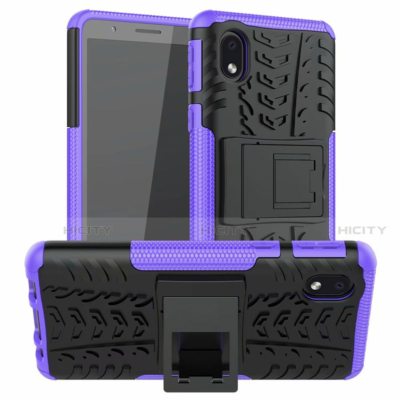 Custodia Silicone e Plastica Opaca Cover con Supporto A01 per Samsung Galaxy M01 Core