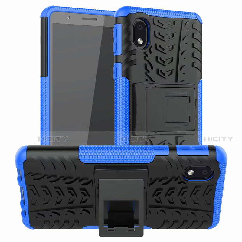 Custodia Silicone e Plastica Opaca Cover con Supporto A01 per Samsung Galaxy M01 Core