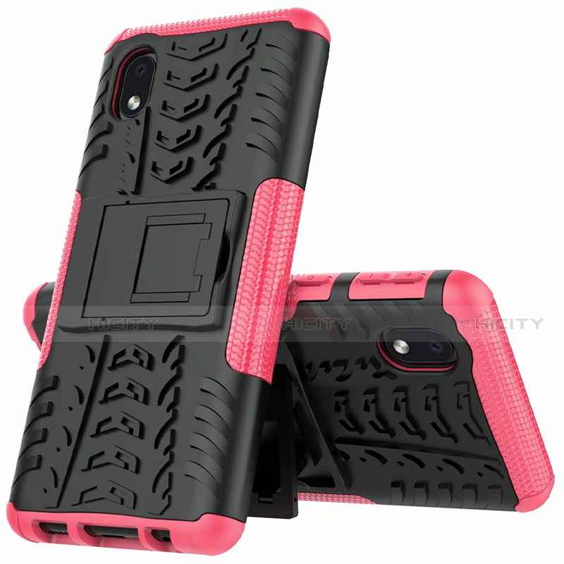 Custodia Silicone e Plastica Opaca Cover con Supporto A01 per Samsung Galaxy M01 Core Rosa