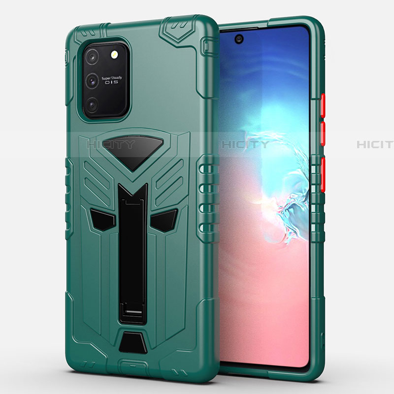 Custodia Silicone e Plastica Opaca Cover con Supporto A01 per Samsung Galaxy S10 Lite Verde