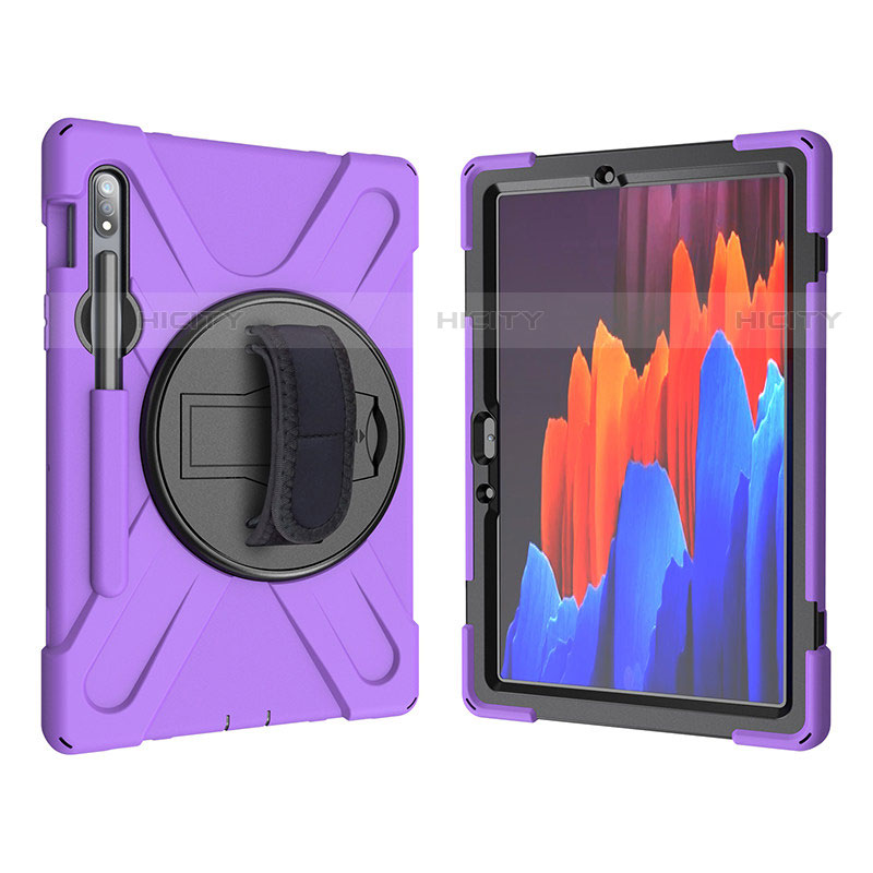 Custodia Silicone e Plastica Opaca Cover con Supporto A01 per Samsung Galaxy Tab S7 4G 11 SM-T875 Viola