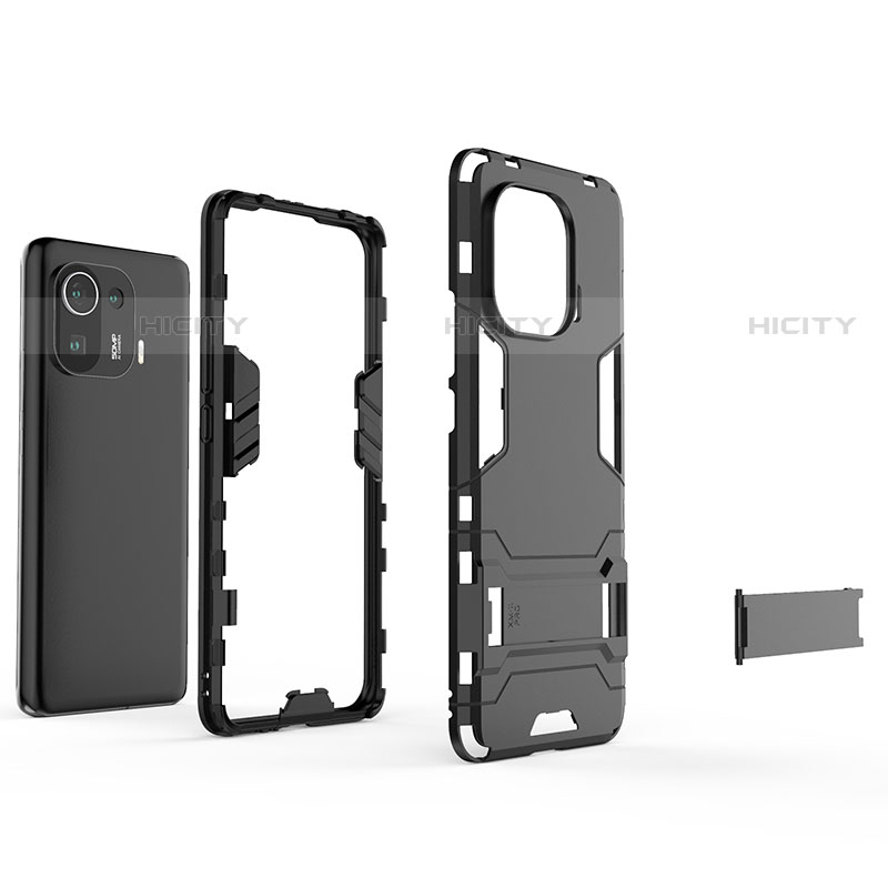 Custodia Silicone e Plastica Opaca Cover con Supporto A01 per Xiaomi Mi 11 Pro 5G