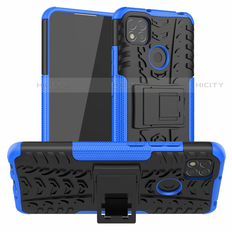 Custodia Silicone e Plastica Opaca Cover con Supporto A01 per Xiaomi Redmi 9C