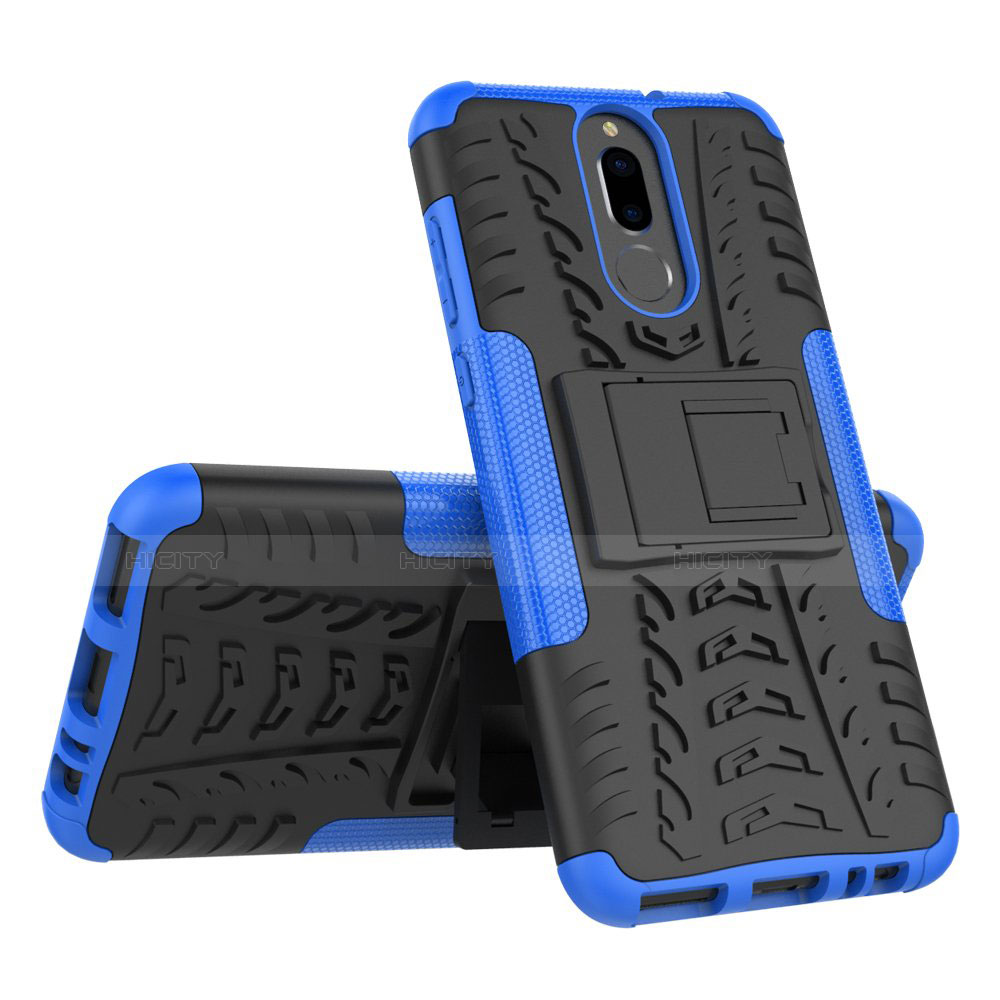 Custodia Silicone e Plastica Opaca Cover con Supporto A02 per Huawei G10 Blu