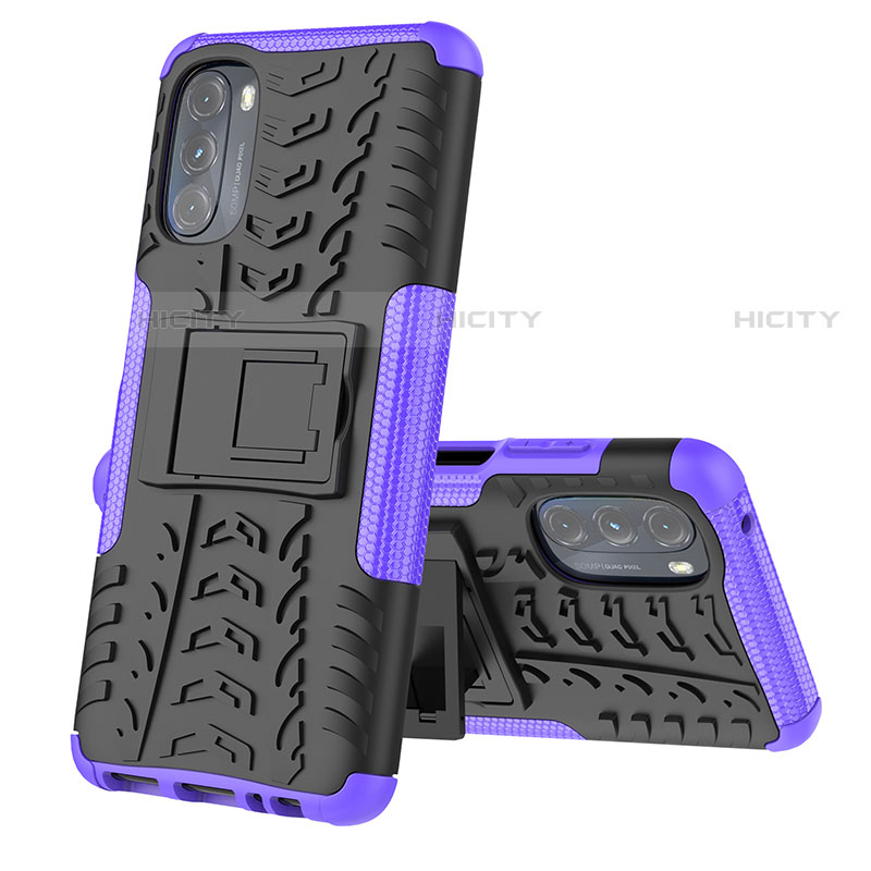 Custodia Silicone e Plastica Opaca Cover con Supporto A02 per Motorola Moto G 5G (2022) Viola