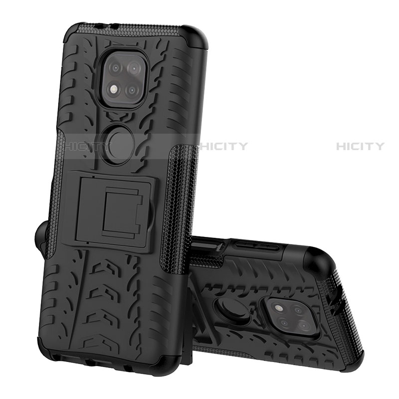 Custodia Silicone e Plastica Opaca Cover con Supporto A02 per Motorola Moto G Power (2021) Nero