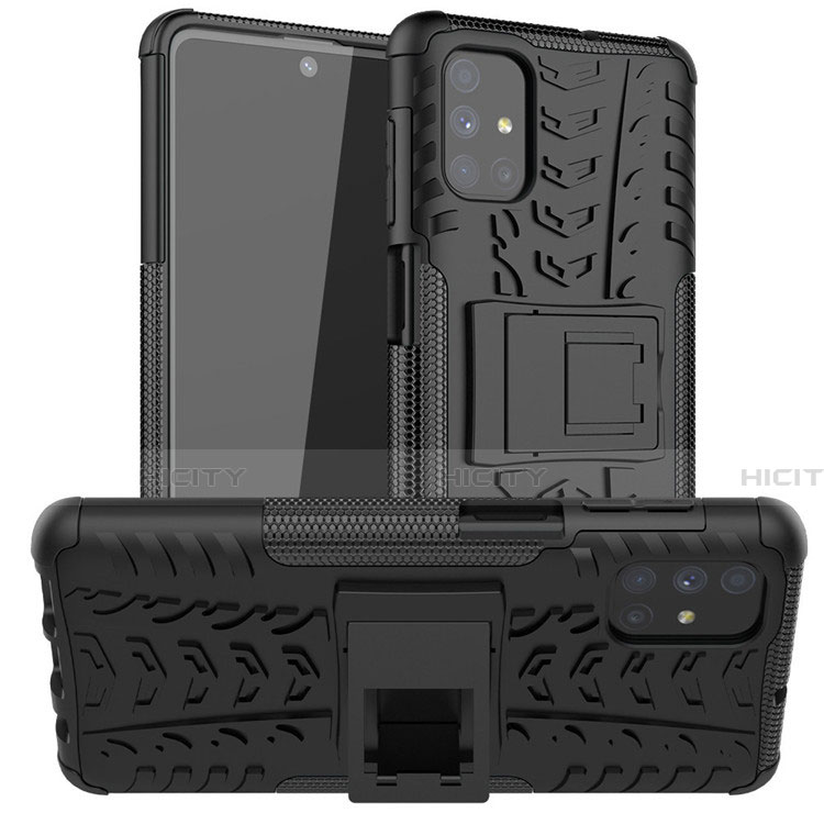 Custodia Silicone e Plastica Opaca Cover con Supporto A02 per Samsung Galaxy M51 Nero