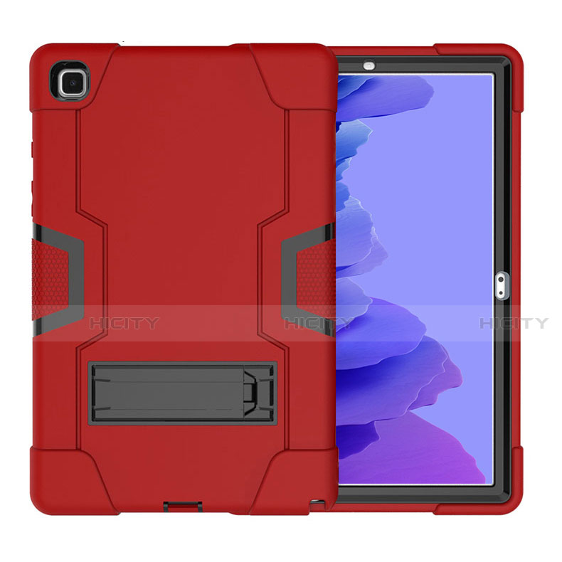 Custodia Silicone e Plastica Opaca Cover con Supporto A02 per Samsung Galaxy Tab A7 Wi-Fi 10.4 SM-T500 Rosso