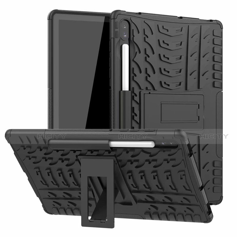 Custodia Silicone e Plastica Opaca Cover con Supporto A02 per Samsung Galaxy Tab S6 10.5 SM-T860 Nero