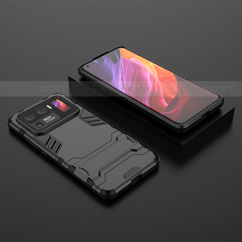 Custodia Silicone e Plastica Opaca Cover con Supporto A02 per Xiaomi Mi 11 Ultra 5G Nero