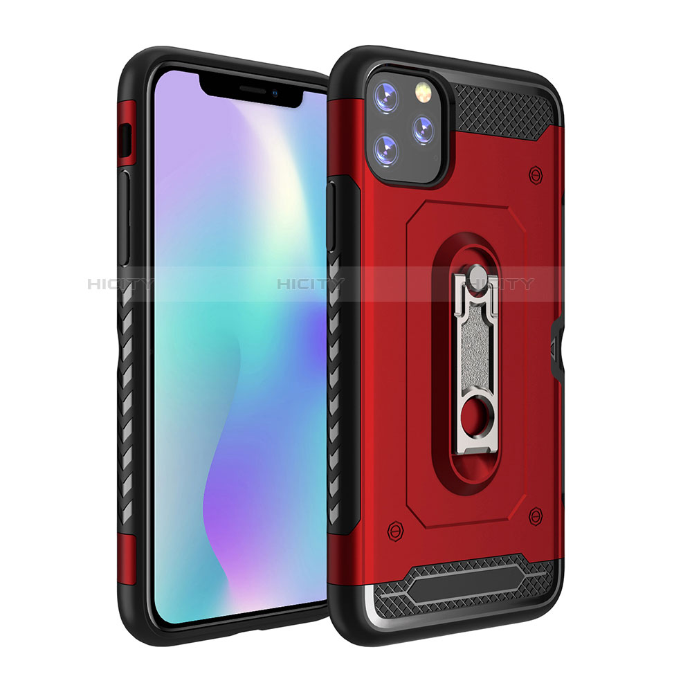 Custodia Silicone e Plastica Opaca Cover con Supporto A03 per Apple iPhone 11 Pro Rosso