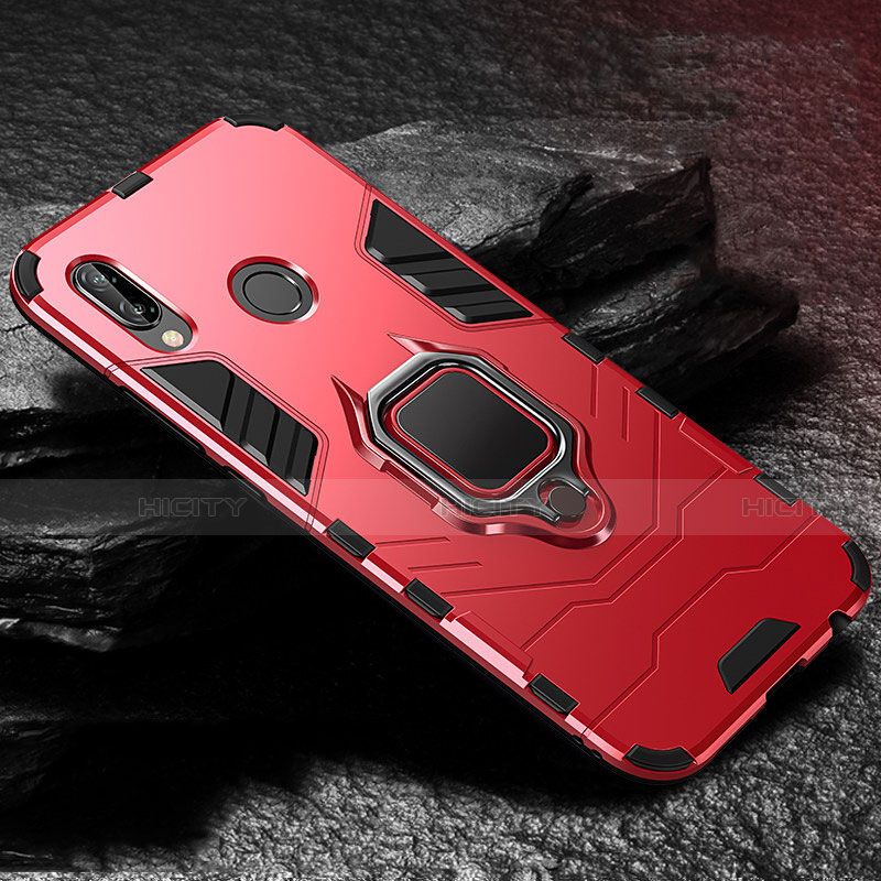 Custodia Silicone e Plastica Opaca Cover con Supporto A03 per Huawei Nova 3e Rosso