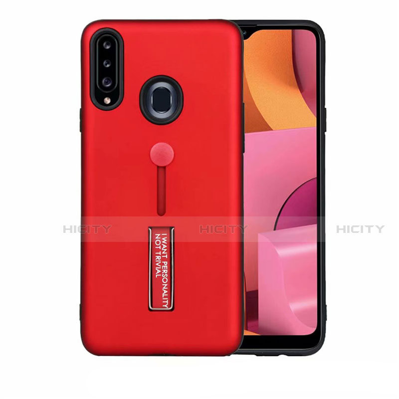 Custodia Silicone e Plastica Opaca Cover con Supporto A03 per Samsung Galaxy A20s Rosso