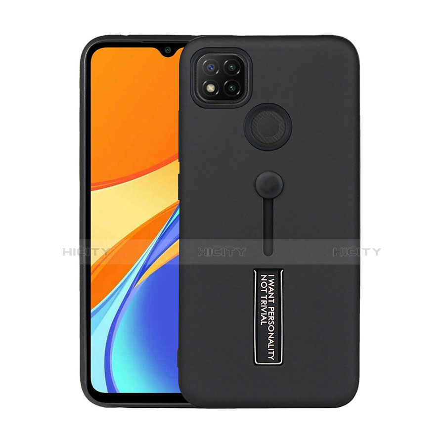 Custodia Silicone e Plastica Opaca Cover con Supporto A03 per Xiaomi Redmi 9C NFC